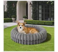 BALANCE Luxury Donut Dog Bed, 30 Inches Round Dog Bed Medium Size Dogs Washable, Egg Crate Foam Calming Dogs Bed for Pets with Anti-Slip Bottom, Gray