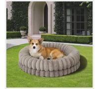 BALANCE Luxury Donut Dog Bed, 30 Inches Round Dog Bed Medium Size Dogs Washable, Egg Crate Foam Calming Dogs Bed for Pets with Anti-Slip Bottom, Oatmeal