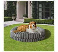BALANCE Luxury Donut Dog Bed, 36 Inches Round Dog Beds Large Sized Dogs Washable, Egg Crate Foam Calming Dogs Bed for Pets with Anti-Slip Bottom, Gray