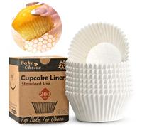 Balance Non-Stick & Non-Slip,200 pcs White Muffin Cases,5 cm Bottom Diameter,Upgraded Cupcake Cases,Greaseproof Parchment Paper