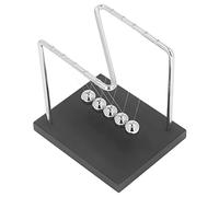 Balance Pendulum Ball Physics Science Toy, Metal Desk Game with Five Iron Balls on Birch Frame, Stress Relieving Office Decoration for Home or Workspace