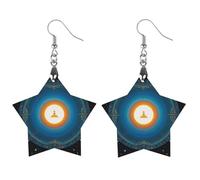 Balance Point of Cosmic Culture Wooden Earrings for Women, Vintage Elegant Wood Jewelry, Lightweight Earrings for Wedding, Party, Everyday Jewelry Gift, Star, Wood, wood