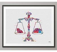 Balance Scale Brain and Heart Anatomy Watercolor Print Cardiology Decor Medical Art Print Science Art Print Doctor Print Wall Hanging-984