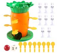 Balance Stacking Game - Bunny Tower Building for Fun Challenges | Wooden Blocks with Carrot Design, Colorful Wooden Pieces, 8 Figurines for Kids Family Playtime Home Classroom Parties
