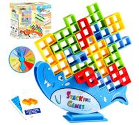 Balance Stacking Toy, 48 Pcs Stacking Blocks Games Tetra Tower Balance Game Travel Building Blocks Balancing Block Board Games Montessori Educational Toys Birthday Gifts for Children Family Parties