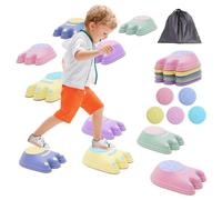 Balance Stepping Stones 5Pcs Balance Block Kids Sensory Mats Tactile Discs with Anti-slip Rubber Ring Garden Toy Obstacle Course Indoor Outdoor Play Equipment for 3+ Toddlers Boys Girls