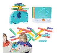 Balance Toy Stacking Game - Wooden Elephant Puzzle Blocks, Colorful Learning Playset | Educational Balance Building Activity Toy Supporting Coordination Thinking Skills For Kids School Travel Park