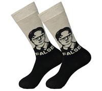 Balanced Co. Dwight Schrute Dress Socks Rainn Wilson Funny Socks Crazy Socks Casual Cotton Crew Socks, False Black/Gray, One size