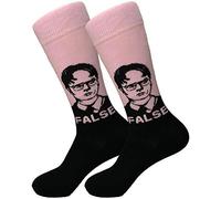 Balanced Co. That's What She Said Dress Socks Michael Scott Funny Socks Crazy Socks Casual Cotton Crew Socks, False Black/Pink, One Size