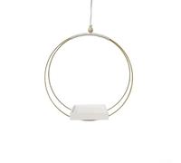 Balanced Hanging Plant Support with Iron Ring and Wooden Base for Air Plants in Bright or Low Light Interior Settings (C)