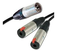 Balanced Neutrik Male XLR Split into 2 x Neutrik Balanced Female Jacks, Sommer Peacock Cable (25m)