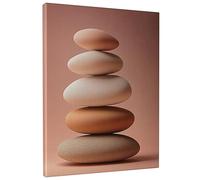 Balanced Pebbles Canvas Wall Art, Beige Brown Natural Stones Prints, Minimalistic Decor For Living Room, Bedroom, Meditation Space, Unframed 16x20 Inch