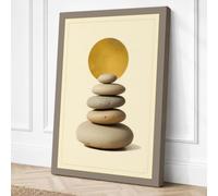 Balanced Stones in Gold Canvas Wall Art Print 36x24 Inch (91 x 61 cm)