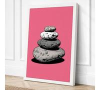 Balanced Stones Minimalist Canvas Wall Art Print 18x12 Inch (46 x 30 cm)