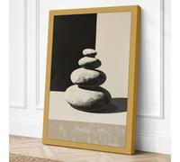 Balanced Stones Minimalist Canvas Wall Art Print 18x12 Inch (46 x 30 cm)