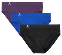 Balanced Tech Women's 3 Pack Classic Seamless Hipster Brief Bikini Panties, Black/Royal Blue/ Blackberry, L