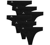 Balanced Tech Women's Seamless Thong Panties 6-Pack - Solid Black - Small