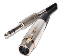 Balanced XLR 3 Pin Socket to 6.35mm Male Stereo Jack Plug Cable 3m