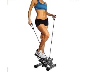 """BalanceFrom Adjustable Stepping Machine and Step Counter, Leg Workout Machine & Mini Stair Stepper with Resistance Bands, for Home Workouts, Black"""
