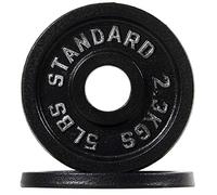 BalanceFrom Cast Iron Plate Weight Plate for Strength Training and Weightlifting, Olympic Size, 2-Inch Center, 5LB Pair