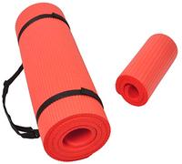 BalanceFrom GoYoga+ All-Purpose 1/2-Inch Extra Thick High Density Anti-Tear Exercise Yoga Mat and Knee Pad with Carrying Strap (Red)