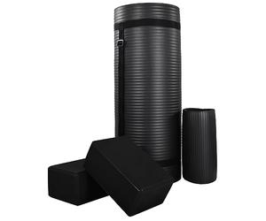 BalanceFrom Multi-purpose Extra Thick High Density Ripstop Yoga Mat with Carry Strap and 2 Yoga Blocks - Black, 71" x 24" x 1"