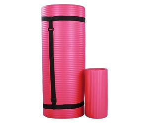 BalanceFrom Multi Purpose Yoga Mat Extra Thick Non Slip High Density Anti-Tear Yoga Mat with Knee Pad and Shoulder Strap, 180 x 24 x 25 cm, Pink