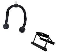 BalanceFrom Powergainz Tricep Press Down Cable Attachment, LAT Pulldown Attachment, Weight Machine Accessories, V Handle, Tricep Rope,Black