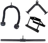 BalanceFrom Powergainz Tricep Press Down Cable Attachment, LAT Pulldown Attachment, Weight Machine Accessories, V Handle Tricep Rope, Rotating Bar, V-Shaped Bar Black