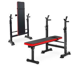 BalanceFrom RS 40 Adjustable Folding Multifunctional Workout Station Adjustable Olympic Workout Bench with Squat Rack, Black