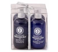 Balancing Bath & Body Care Gift Set/Aromatherapy Set Contains: Rose Geranium Organic Body Lotion, Juniper Berry Grapefruit Exfoliating Wash, Body Wash and Shower Gel/Natural/Vegan