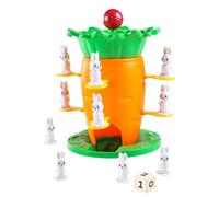 Balancing Board Game | Carrot Tower Design Balance Puzzle with 8 Bunny Figurine | Board Games | for School Classroom Party Kids Ages 3+ Boys Girls