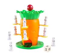 Balancing Board Game,Carrot Tower Shaped Interactive Puzzle - Stacking Tower Game with 8 Bunny Figurines,for Kids Home School Playroom Party