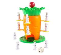 Balancing Board Game,Carrot Tower Shaped Interactive Puzzle - Stacking Toy with 8 Bunny Figurines | for Children Boys Girls Home School Playroom Party