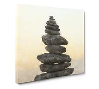 Balancing Zen Stones Canvas Print | Gallery Wrapped 30mm Frame Wall Art | 14x14 inches | Ready to Hang | Abstract Picture | Living Room Bedroom Lounge Office