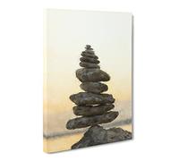 Balancing Zen Stones Canvas Print | Gallery Wrapped 30mm Frame Wall Art | 20x14 inches | Ready to Hang | Abstract Picture | Living Room Bedroom Lounge Office