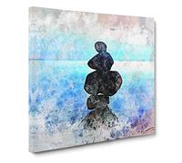 Balancing Zen Stones Upon a Lake Canvas Print | Gallery Wrapped 30mm Frame Wall Art | 20x20 inches | Ready to Hang | Abstract Landscape Picture | Living Room Bedroom Lounge Office