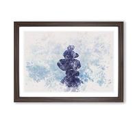 Balancing Zen Stones Upon a Lake Watercolour Framed Print | A2 Walnut Framed Wall Art | Ready to Hang | Modern Landscape Picture | Living Room Bedroom Lounge Office