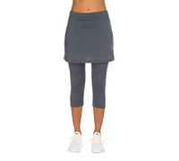 Balancora Women's Sports Skort Running Skort Leggings with Skirt Tennis Skirts Hockey Skirt Tight Capris Gym 3/4 Yoga Pants with Pockets and Headphone Jack Grey