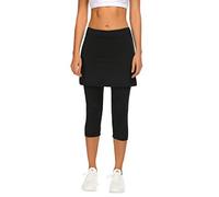 Balancora Women's Sports Skort Running Skort Leggings with Skirt Tennis Skirts Hockey Skirt Tight Capris Gym 3/4 Yoga Pants with Pockets and Headphone Jack Black