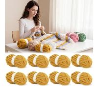 BALAPET 8 Pack Chunky Chenille Yarn for Crocheting & Knitting, 27yds 8 oz Each Skein Soft Fluffy Kitting Yarn Set, Thick Velvet Plush Yarn for Handcrafts Weaving Making Blankets, Ginger