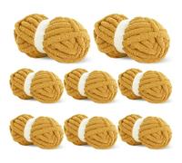BALAPET 8 Pack Chunky Chenille Yarn for Crocheting & Knitting, 27yds 8 oz Each Skein Soft Fluffy Kitting Yarn Set, Thick Velvet Plush Yarn for Handcrafts Weaving Making Blankets, Ginger