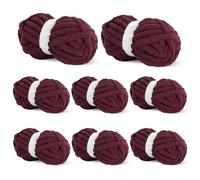BALAPET 8 Pack Chunky Chenille Yarn for Crocheting & Knitting, 27yds 8 oz Each Skein Soft Fluffy Kitting Yarn Set, Thick Velvet Plush Yarn for Handcrafts Weaving Making Blankets, Burgundy Red