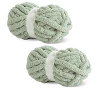 BALAPET Chunky Chenille Yarn Set of 2 24.6 m and 226 g per skein, Soft and Fluffy Yarn Set for Crochet and Knitting, Thick Plush Yarn for Crafts, Weaving and Felt Making, Sage Green