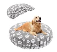 BALAPET Washable Dog Bed Covers Replacement Round Waterproof Bed Cover for Dog Soft Pet Bed Cover with Lovely Dog Paw Print and Double-Sided Usable Design,Cover Only(Gray)