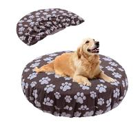 BALAPET Washable Dog Bed Covers Replacement Round Waterproof Bed Cover for Dog Soft Pet Bed Cover with Lovely Dog Paw Print and Double-Sided Usable Design,Cover Only(Brown,30 * 30 * 10in)