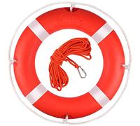 BALAVA Safety Flotation Throw Ring,23" Life Ring Buoy with Reflective Tape & Grab Lines,Orange Ring Buoy for Boats,Include Water Floating Life Saving Rope(1Pack)