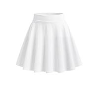 BALAYSIER Women's Mini Skirt with Shorts Elastic High Waist Basic Skater Skirt A Line Casual Pleated Skirts for Daily Dating Party(White,M)