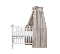 Balbina 100% Cotton Canopy Set for Cot - Decorative Bed Curtain With Ruffle & Bow, Mosquito Net for Baby Room, Opaque, Without Pole, 240 x 165 cm, Light Brown