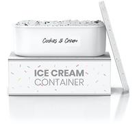 BALCI,Ice Cream Container,2 Quart,Perfect Reusable Freezer Storage for Homemade Ice Cream Tubs for Sorbet, Frozen Yogurt and Gelato!,Flexible Silicone Lids, Long Scoop, Stackable,White with Sprinkles